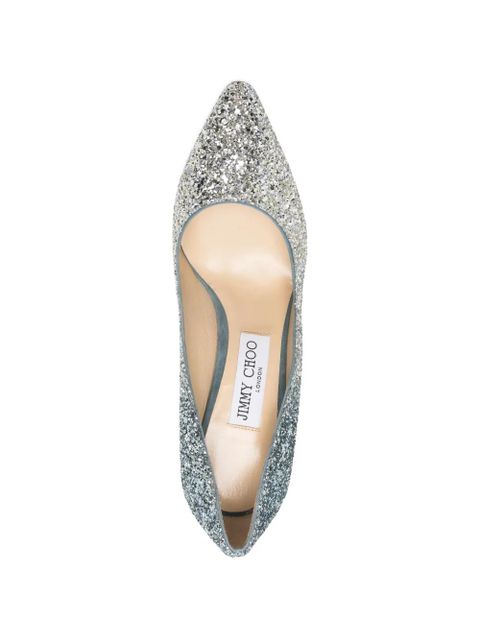 Jimmy Choo Rom glitter heeled pumps - Silver