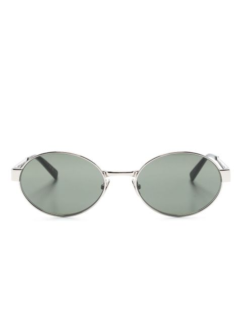 Saint Laurent Eyewear logo-engraved oval-frame sunglasses - Silver