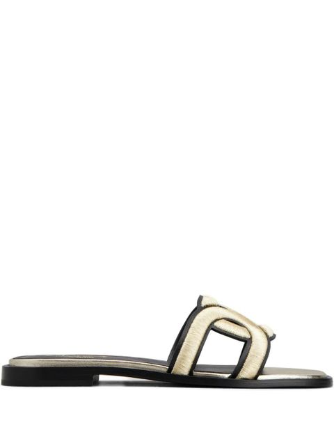 Tod's embroidered-stap flat sandals - Gold - zdjęcie produktu nr 1