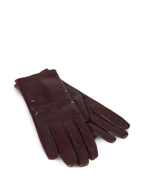 Maison Margiela leather fou-stitches gloves - Red - zdjęcie produktu nr 1