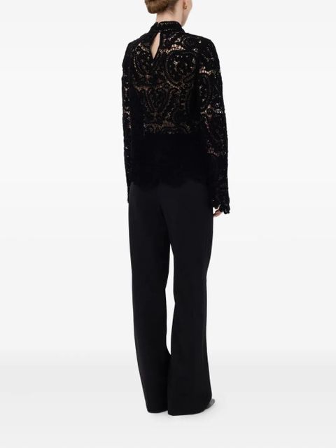 LouLou de Saison WADE velvet silk lace knit top - Black