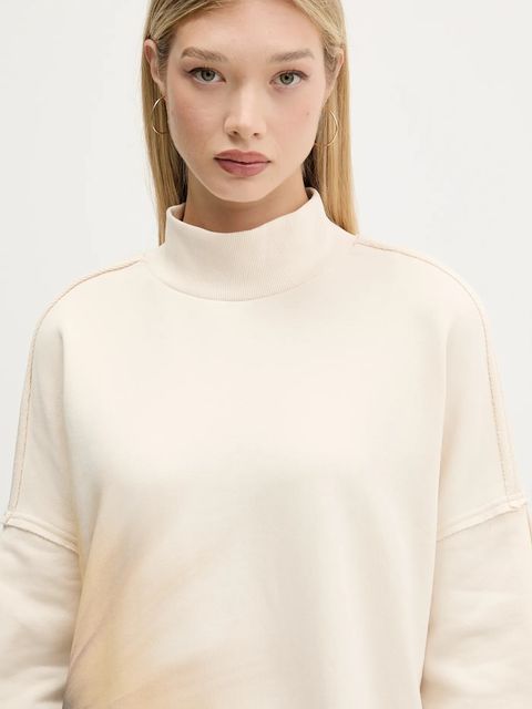 Desigual bluza bawełniana FLOR damska kolor beżowy wzorzysta 25WWSK10