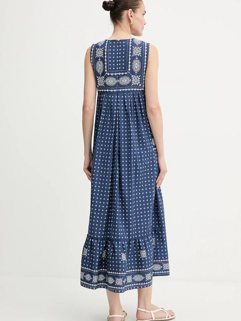 Weekend Max Mara sukienka MANILA kolor granatowy maxi rozkloszowana 2525226021600