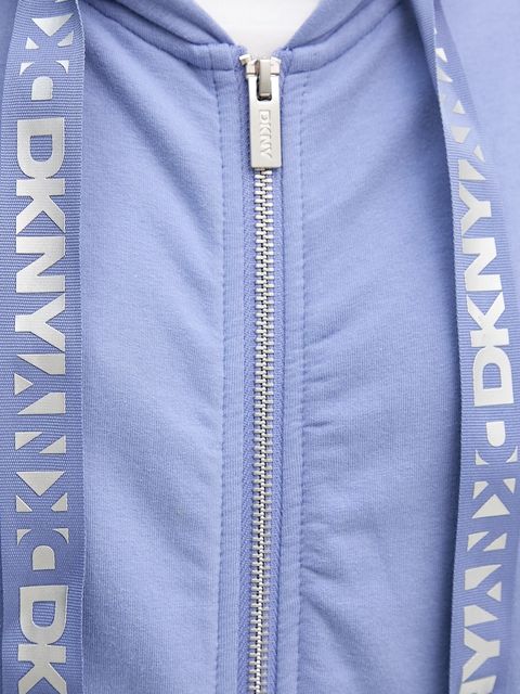 Dkny bluza damska kolor niebieski z kapturem gładka DP6J9510