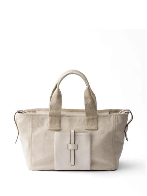 Prada Route large canvas and leather tote bag - Neutrals - zdjęcie produktu nr 2