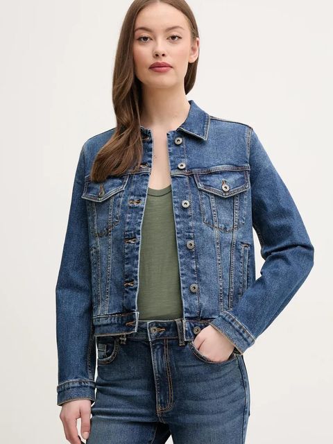 United Colors of Benetton kurtka jeansowa damska kolor niebieski przejściowa - zdjęcie produktu nr 1