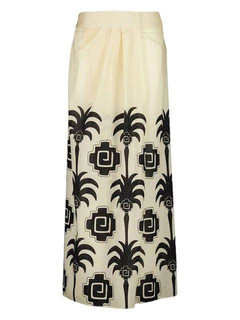 Johanna Ortiz palm-print wrap maxi skirt - White - zdjęcie produktu nr 1
