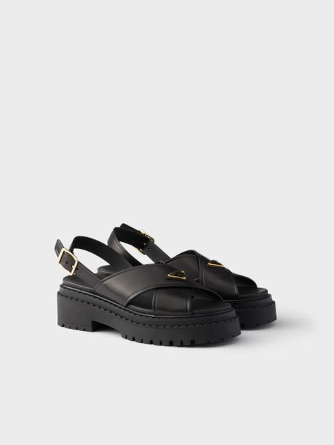 Prada leather platform sandals - Black - zdjęcie produktu nr 2