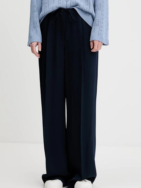 Tommy Hilfiger spodnie damskie kolor granatowy szerokie high waist WW0WW47171 - zdjęcie produktu nr 1