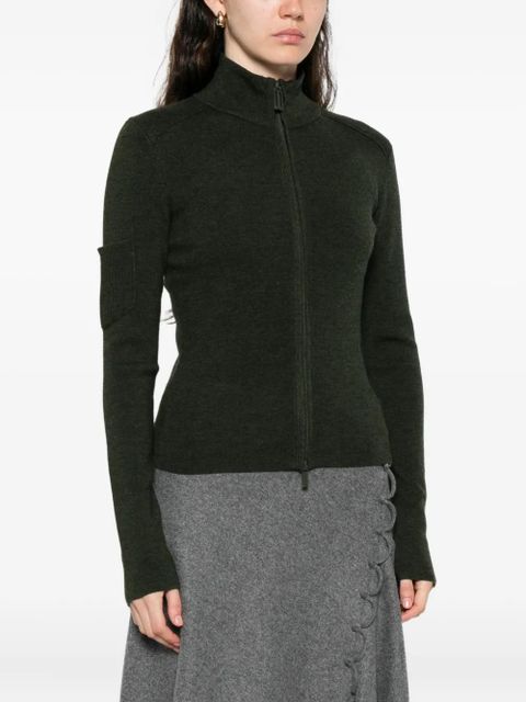 Victoria Beckham zip-front patch-pocket cardigan - Green