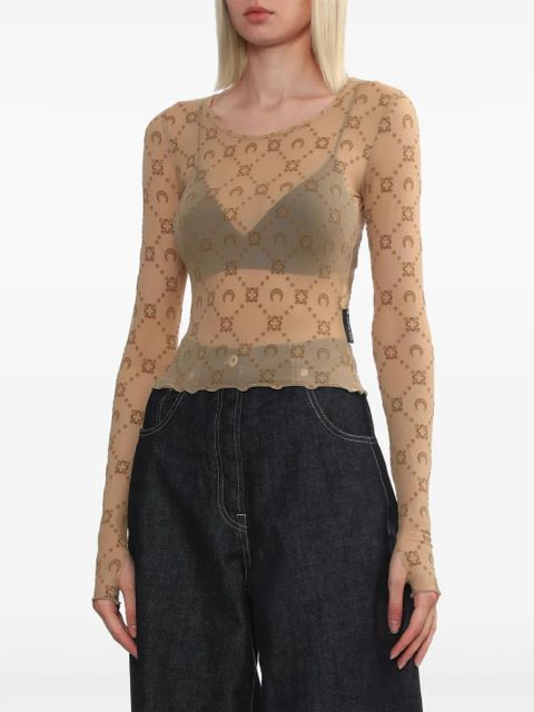 Marine Serre monogram crewneck top - Neutrals