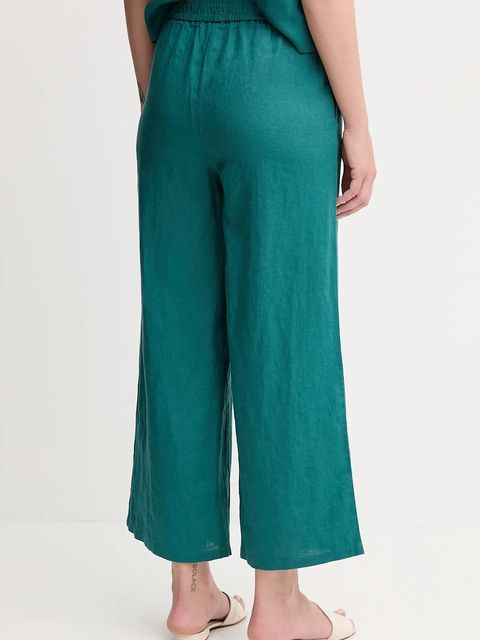 United Colors of Benetton spodnie lniane damskie kolor zielony proste high waist 4AGHDF09G - zdjęcie produktu nr 2