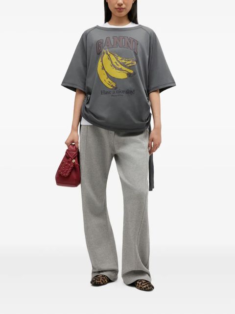 GANNI drawstring graphic T-shirt - Green