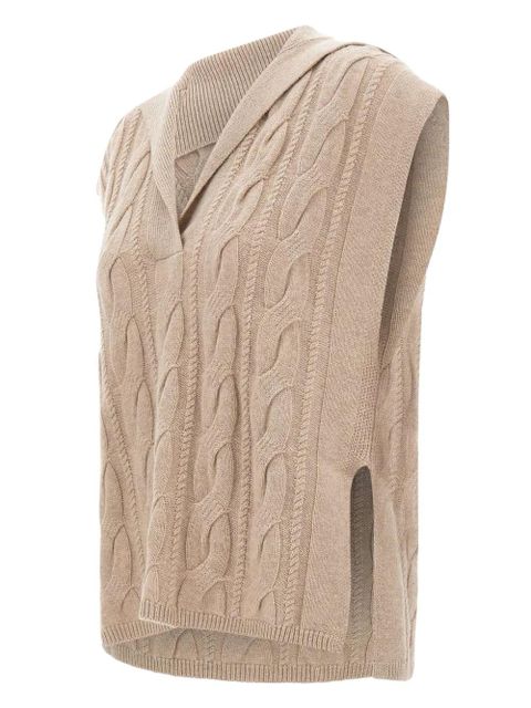 Max Mara polo-collar cable-knit vest - Neutrals - zdjęcie produktu nr 2