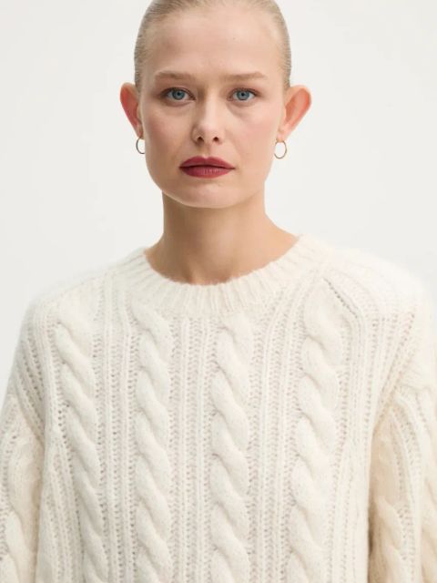 Stand Studio sweter wełniany Ina Sweater damski kolor beżowy ciepły 66362-8713