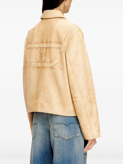 Diesel L-Amar-A-Fem-S1 embossed-logo leather jacket - Neutrals