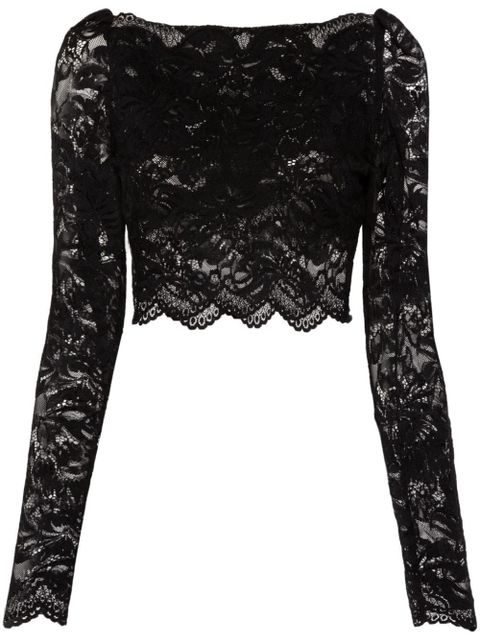 Rabanne floral-lace cropped top - Black - zdjęcie produktu nr 1