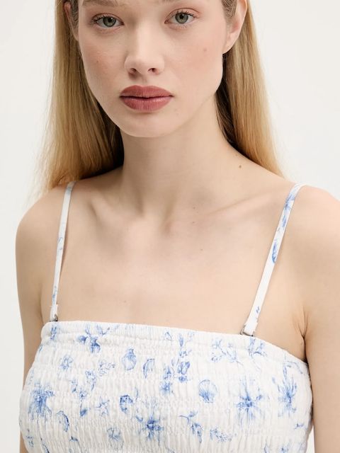 Hollister Co. sukienka lniana kolor beżowy midi prosta KI359-1209 - zdjęcie produktu nr 2