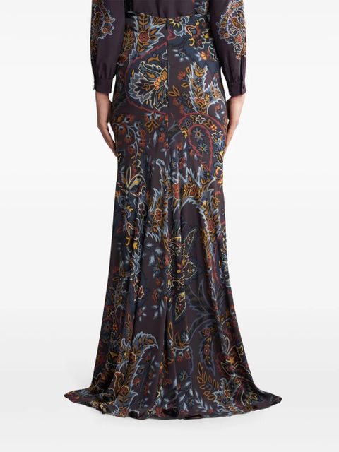 ETRO stretch sable paisley-print long skirt - Black