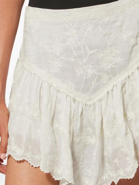 ISABEL MARANT x Zoelia embroidered ruffled shorts - Neutrals