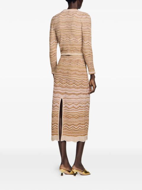 SANDRO wave-pattern cardigan - Neutrals