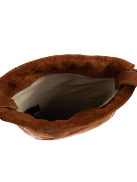 Marni drawstring suede-leather cross body bag - Brown