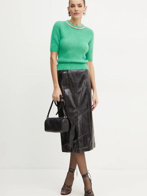 Armani Exchange spódnica kolor czarny midi rozkloszowana 6DYN13 YNQYZ