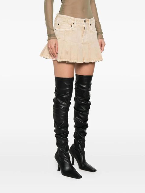 Balenciaga pleated denim mini skirt - Neutrals
