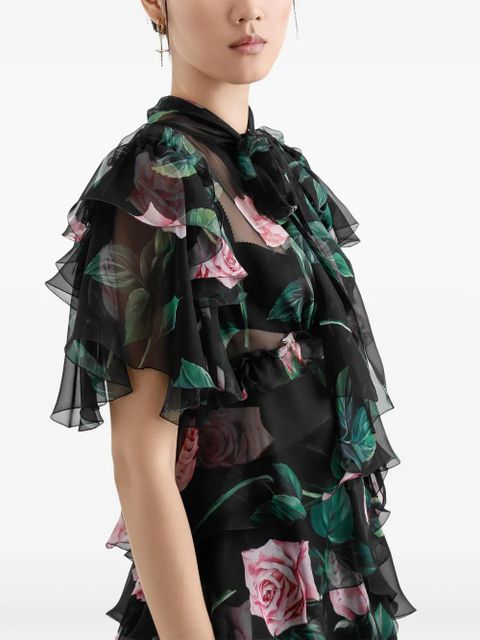 Dolce & Gabbana floral-print midi dress - Black