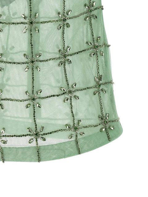 PINKO Quandong rhinestone embroidery top - Green