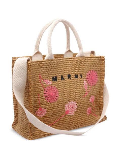 Marni medium embroidered-floral tote bag - Brown - zdjęcie produktu nr 2