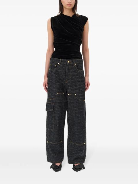 GANNI ruched-detailing top - Black