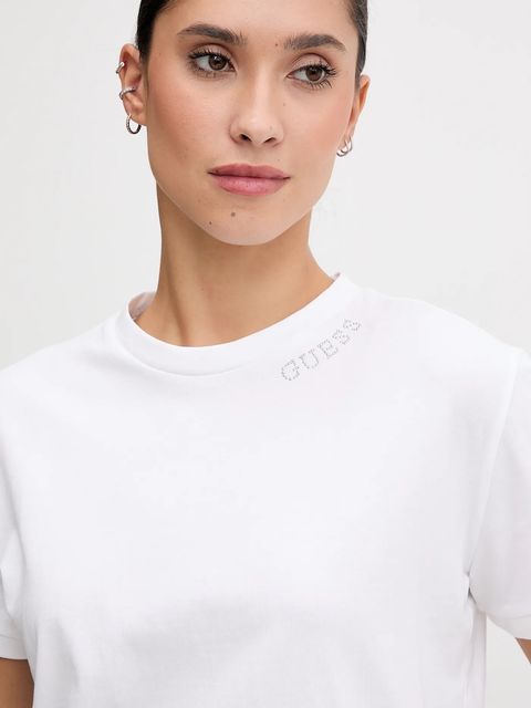 Guess t-shirt bawełniany CLELIA damski kolor biały V5BI12 K8FQ4