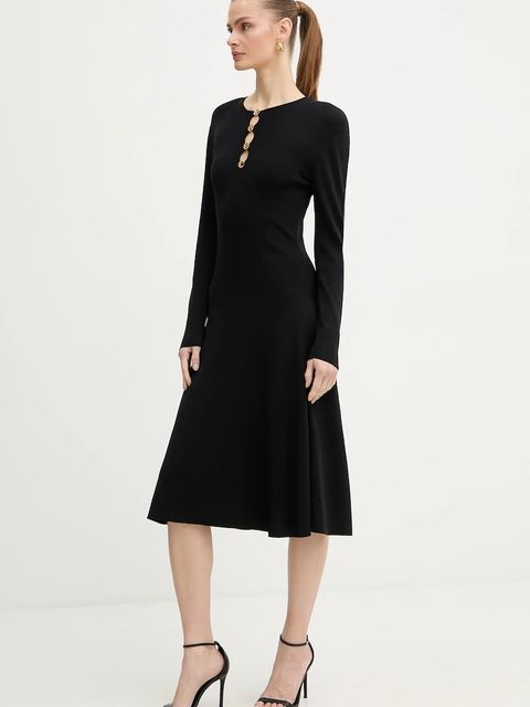 Karl Lagerfeld sukienka KARL DAILY kolor czarny midi rozkloszowana B1W13003