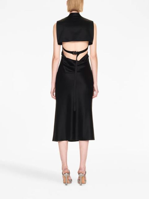 Off-White buckle-detail satin midi dress - Black