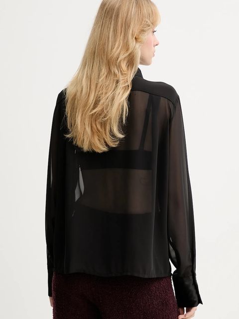 Gestuz koszula damska kolor czarny regular z kołnierzykiem klasycznym 10910669