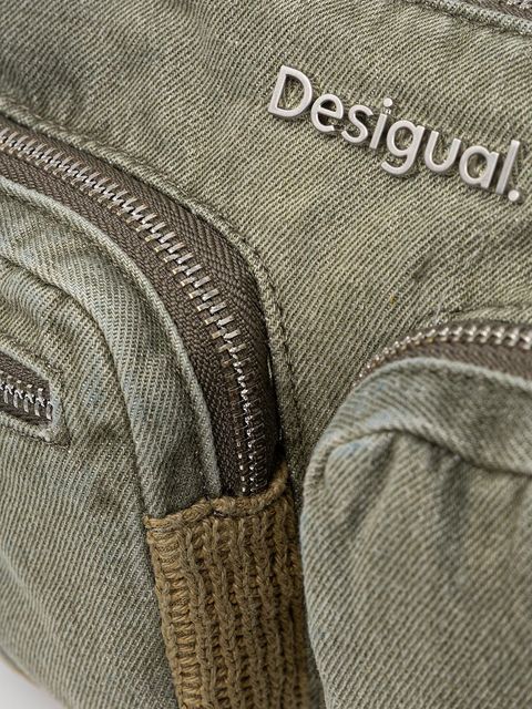 Desigual torebka jeansowa BRAVO HYBRID DENIM HAB kolor zielony 25WAXD03