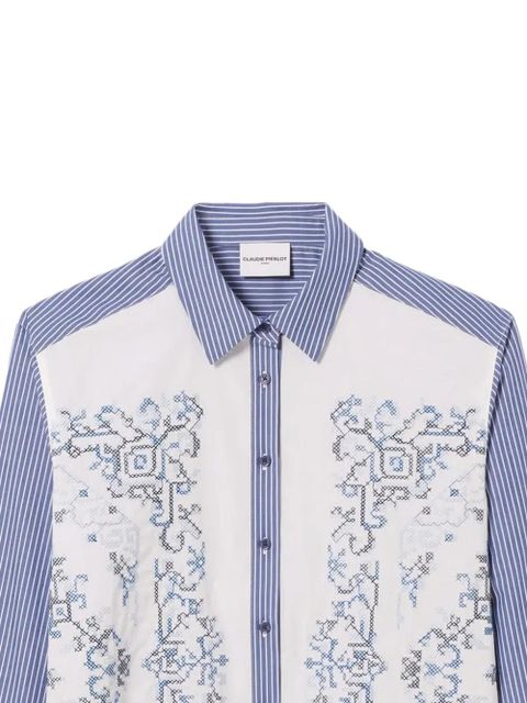 Claudie Pierlot striped embroidered shirt - Blue - zdjęcie produktu nr 2