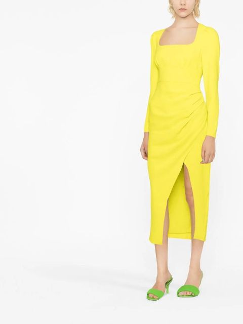 Self-Portrait ruched-detail midi dress - Green - zdjęcie produktu nr 2