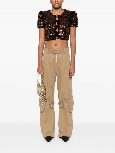 GANNI sequinned blouse - Brown