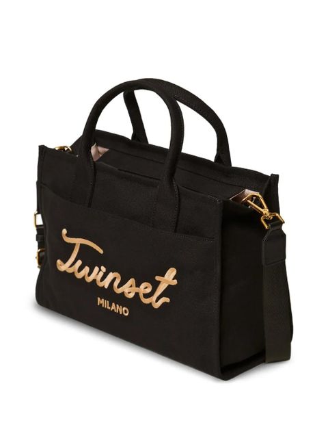 TWINSET logo cotton tote bag - Black