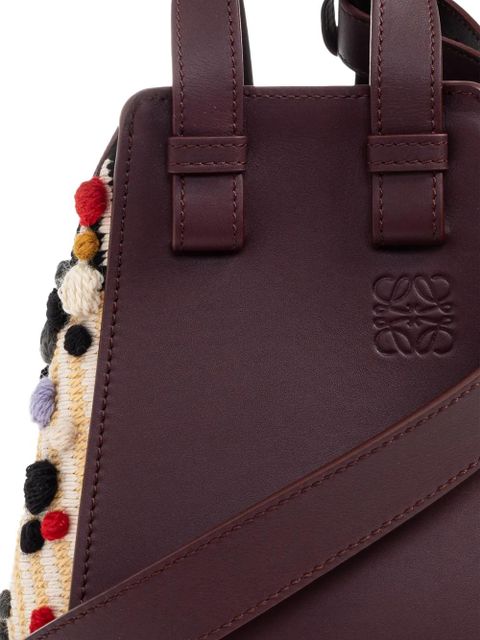 LOEWE Hammock pom-pom leather tote bag - Red