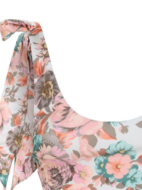 Chloé knotted-straps floral swimsuit - Grey