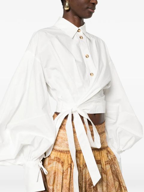 ZIMMERMANN Rebellion balloon-sleeve tie blouse - White