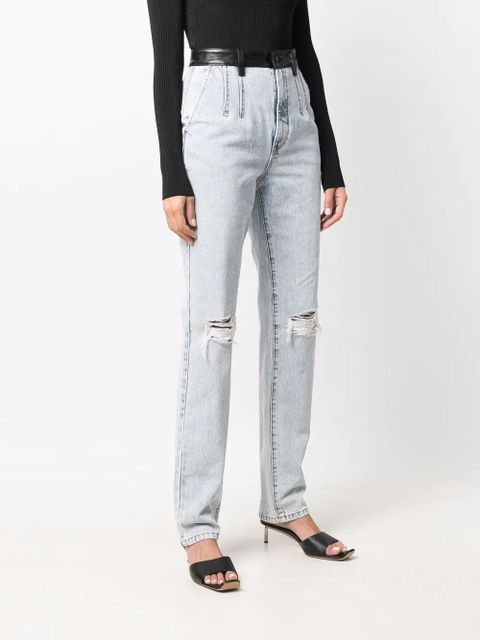 Alexander Wang pebble bleach-wash high-waist jeans - Blue