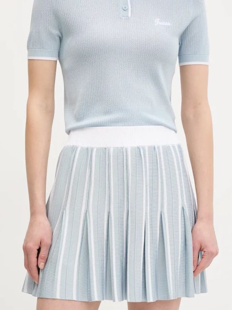 Guess spódnica kolor niebieski mini rozkloszowana V5GD00 Z3D60