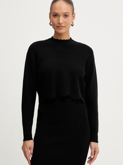 Twinset sweter z domieszką wełny damski kolor czarny 252TT3210 - zdjęcie produktu nr 1