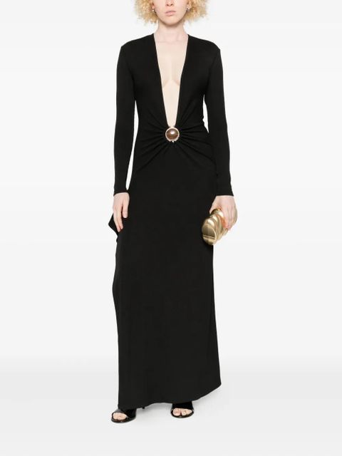 Christopher Esber stone-embellished long-sleeve dress - Black - zdjęcie produktu nr 2
