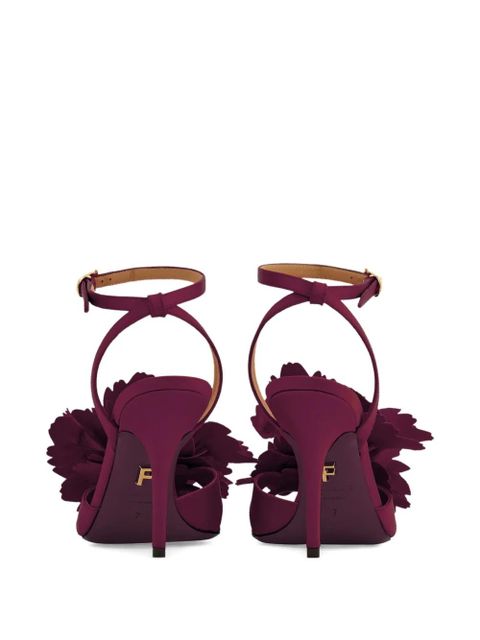 Ferragamo flower-embellished heeled sandals - Purple