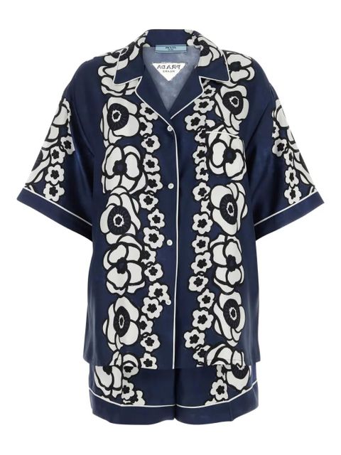 Prada floral-print short pyjamas - Blue